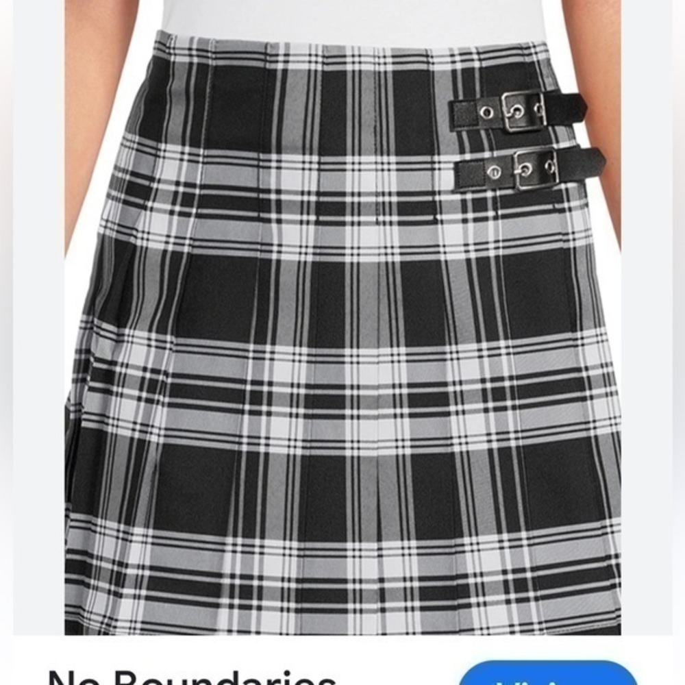 No boundaries dark black plaid school girl preppy pleated mini skirt sizes 11…
